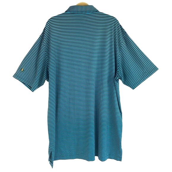 Peter Millar Summer Comfort Golf Polo Shirt Men XL Teal Blue Striped Embroidered - Picture 4 of 8